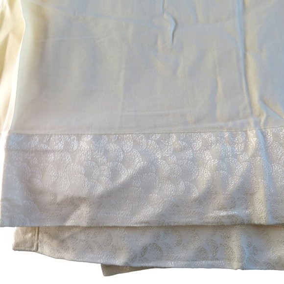 New Miss Ying Light Yellow Queen Flat Sheet 90 x 102 Brocade Edge All Around - Picture 1 of 10